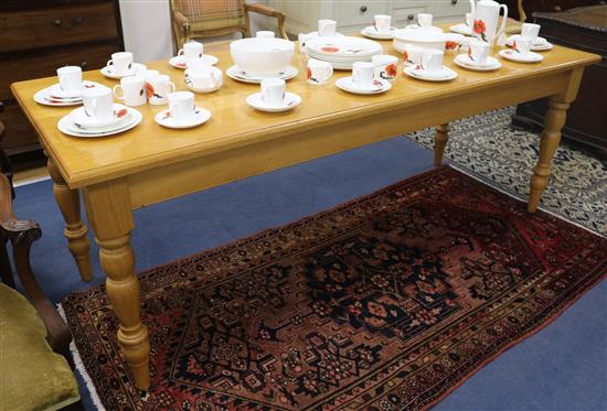 An oak Victorian style kitchen table, 210cm long